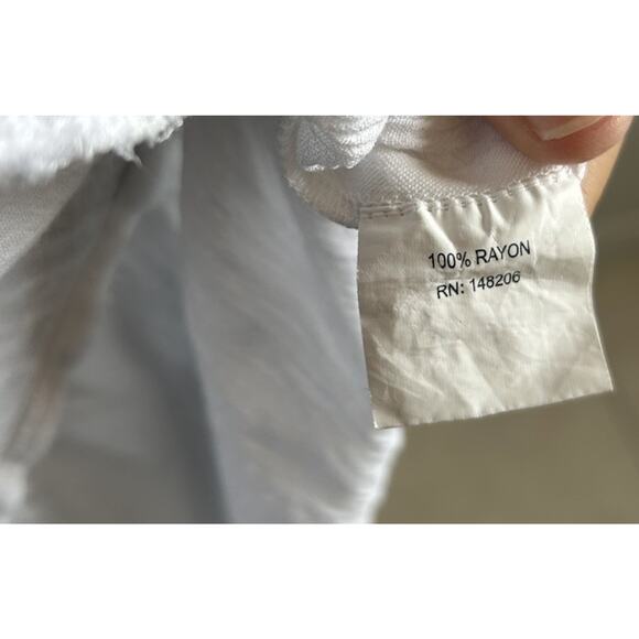 Boho Dress White Layered Tiered Coverup Beachy Resort Cruise Festival Fairy L-XL - Picture 9 of 9